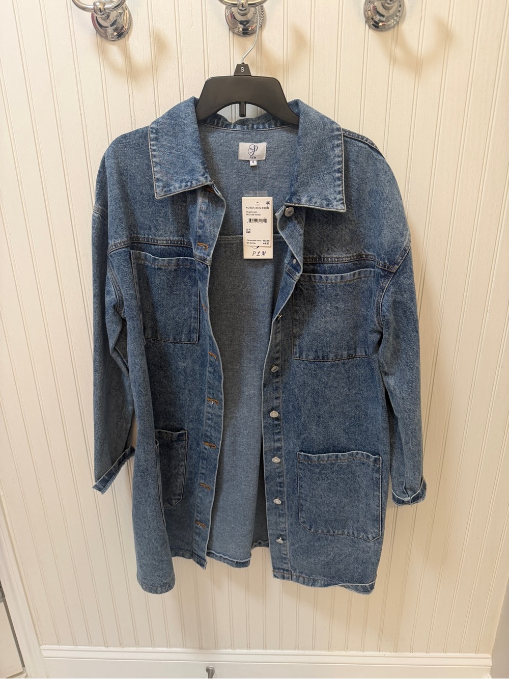 NWT Nordstrom Blue Oversized Denim Button-Front Jacket